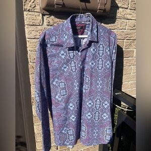 Men's Blue Paisley Shirt Enrico Cerini - premium menswear. Dry-cleaned. Free tie